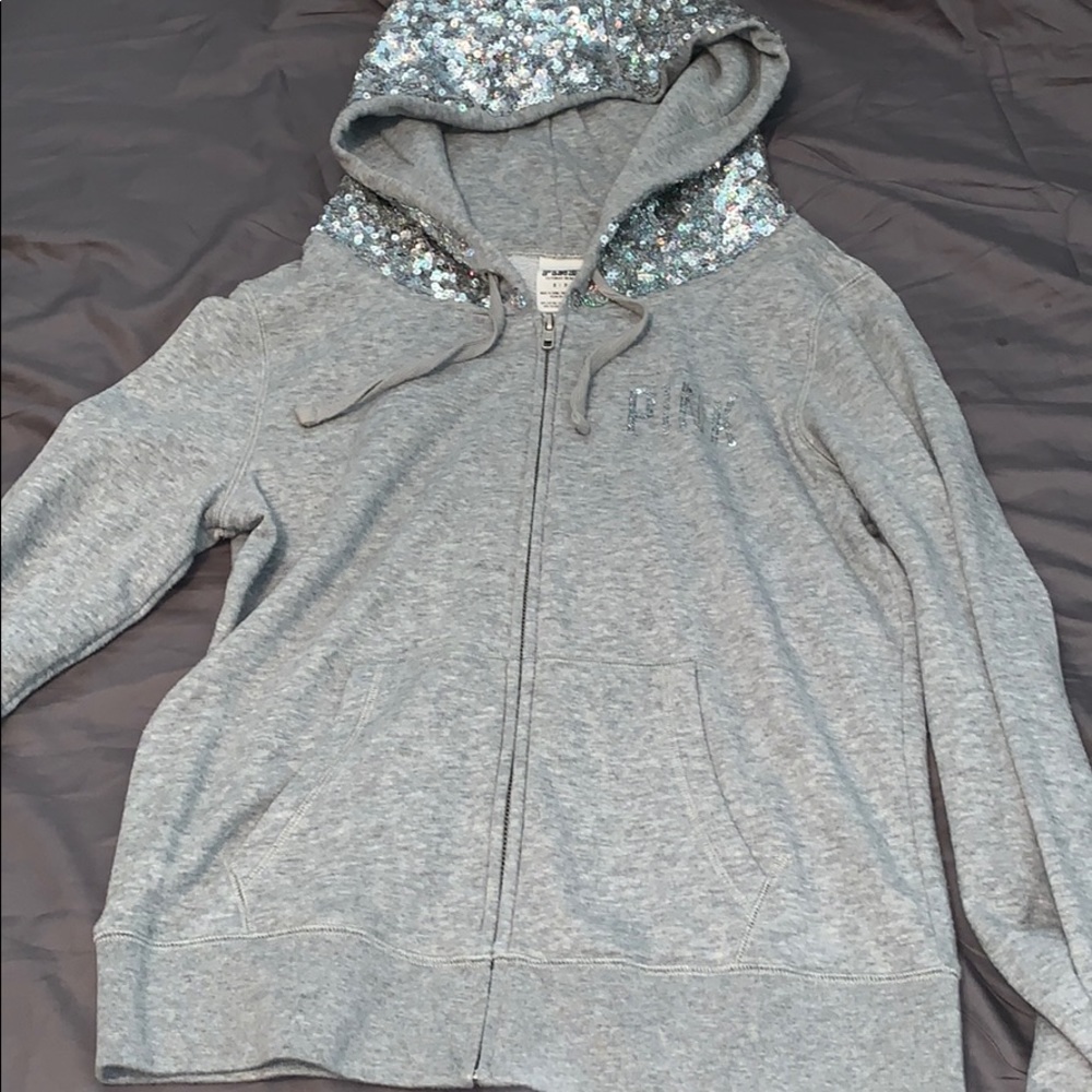 pink Victoria’s Secret zip up hoodie